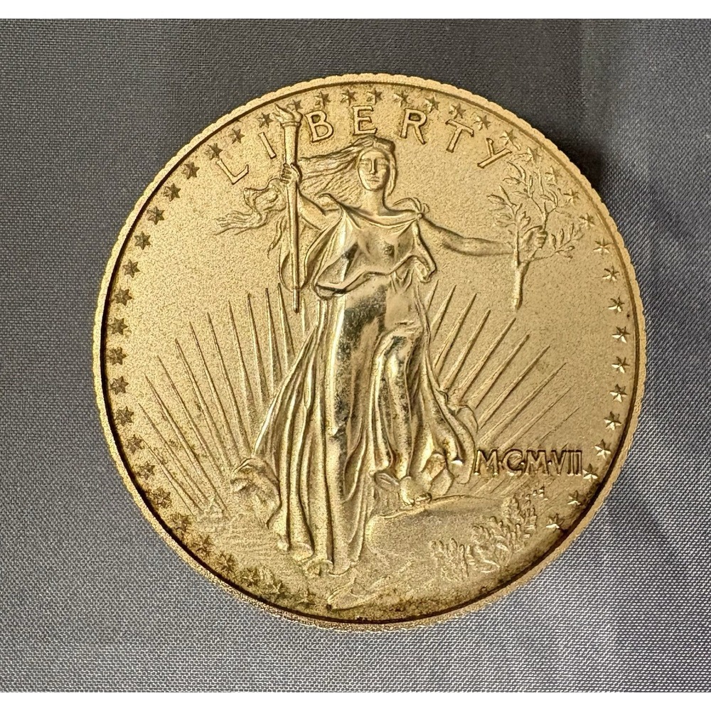 ⏰ Vintage Bulova Saint-Gaudens $20 Gold Coin Desk Alarm Clock Wind Up & Working